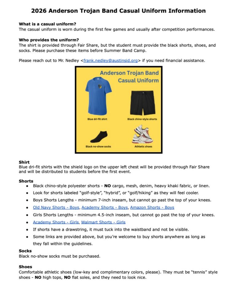 2026 Casual Uniform INformation